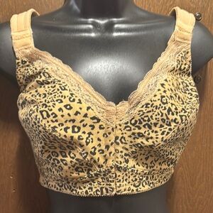 Tan and Black Full-Coverage Lace Trim Bra